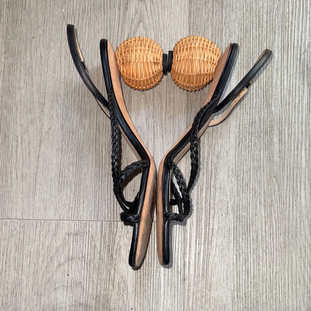 Kate Spade Black Braided Strap Sandals